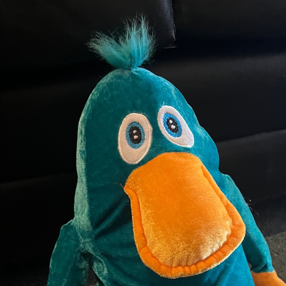 Plush Teal and Orange Platypus Toy - Picture 3 of 4